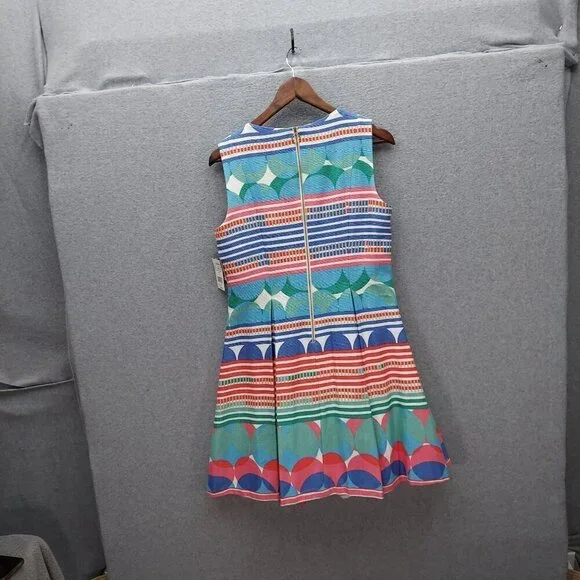 Colorful Taylor Sleeveless Dress With Geometric Stripes & Patterns Size 12 - Picture 7 of 7